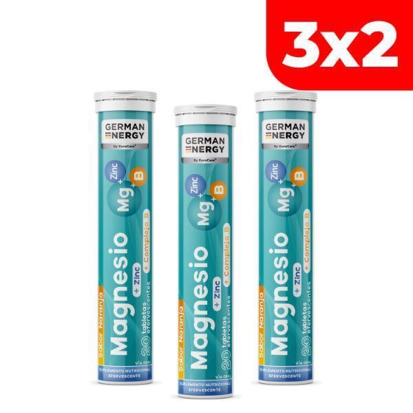3x2 Magnesio + Zinc + Complejo B German Energy Sabor Naranja - Tubo 20 UN